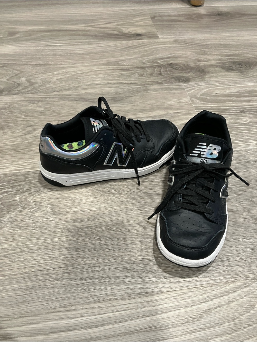 New Balance Wide Black with Iridescent Accent Low-Top Sneakers